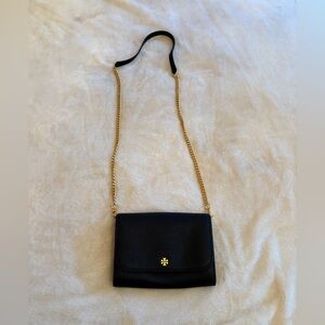 Tory Burch Black and Gold Crossbody Bag Sleek Design
